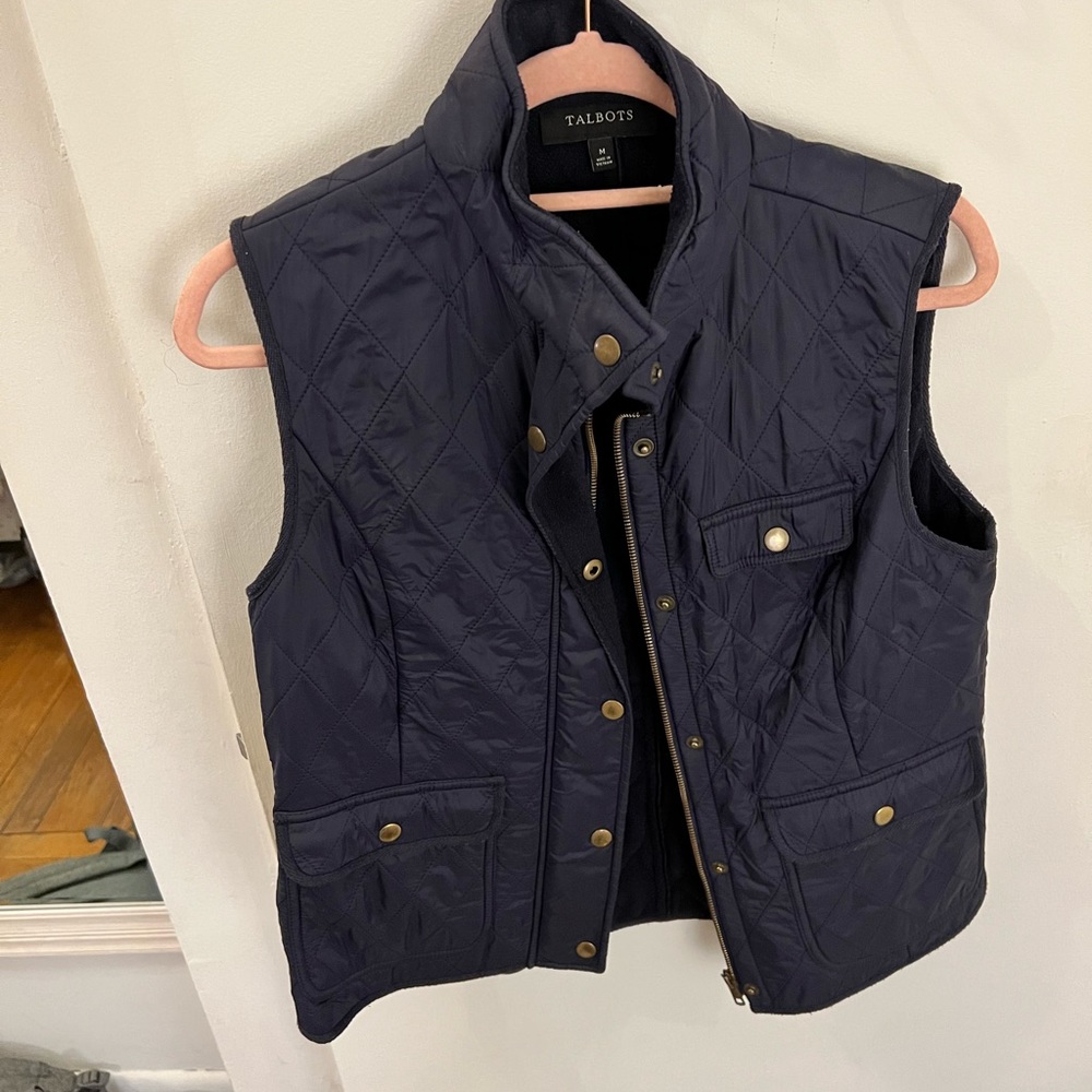 Talbots Navy Puffer Vest Size M